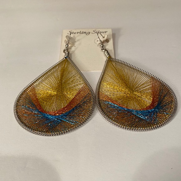 Silky Wires Earrings - Yellow Orange Blue - Picture 2 of 4